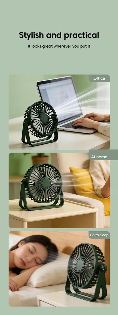 Mini USB Desktop Fan Lightweight Adjustable Summer Silent Electric Fans For Home Office Student Dormitory Outdoor Camping Travel