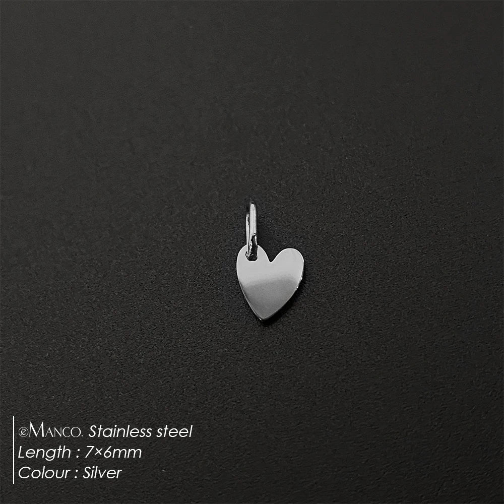 eManco Mother's Day Blank Heart Charm Stainless Steel Waterproof Polished Pendant Making DIY Necklace Bracelet 48 Hour Shipping