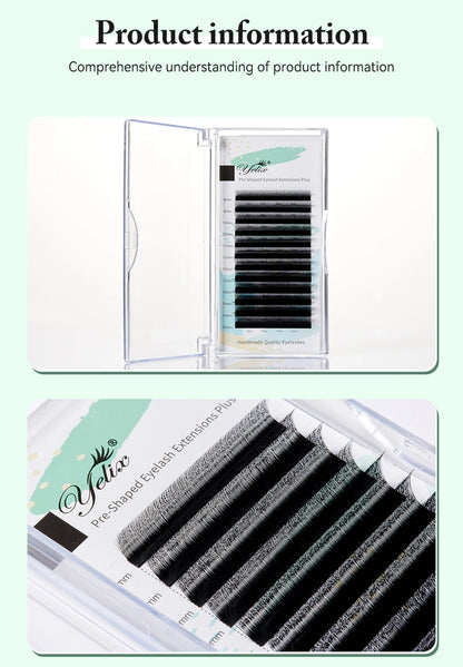 Yelix 10 Cases 3D W Shaped Lashes Smaller Spacing Eyelashes Extension Natural Soft Lashes Premade Volume Fans Eyelashes