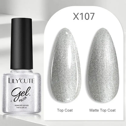 LILYCUTE Nude Crystal Rubber Base Gel Nail Polish Natural Color Semi Permanent UV Gel Soak Off Self Leveling Nail Gel Varnishes