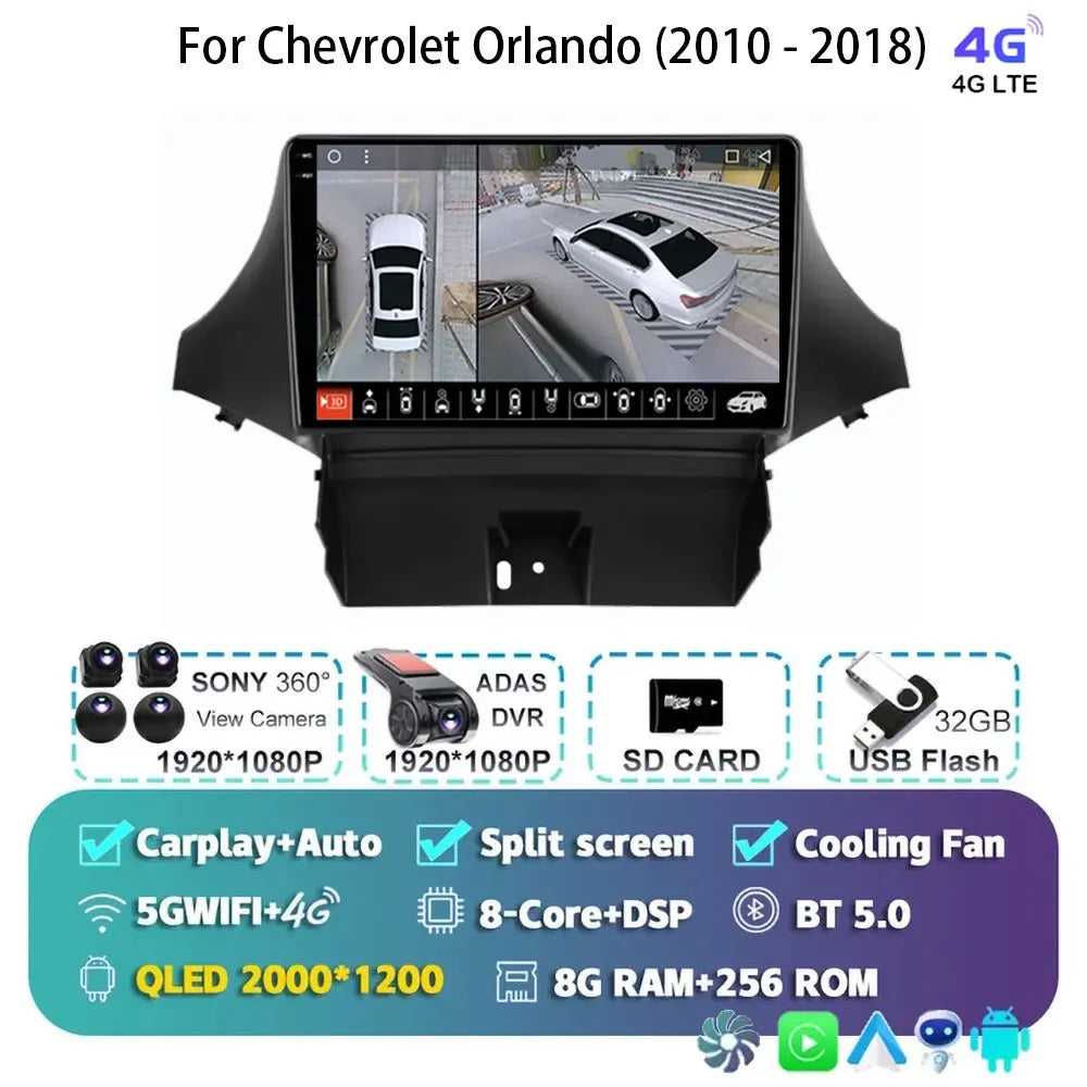 Android 15 Carplay For Chevrolet Orlando 2010 2011- 2018 Car Radio Auto 4G WIFI GPS Navigation Multimedia Video Player Stereo