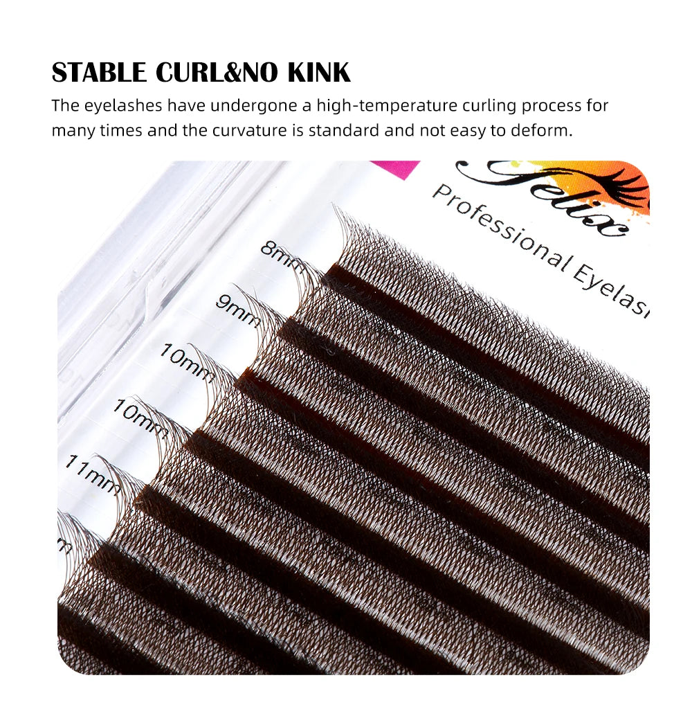 Yelix Brown Eyelashes W Shaped Eyelash Extensions Single Tips 2D 3D 4D 5D Premade Fans Lahses Soft Natural Individual Lahes