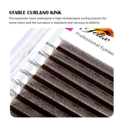 Yelix Brown Eyelashes W Shaped Eyelash Extensions Single Tips 2D 3D 4D 5D Premade Fans Lahses Soft Natural Individual Lahes