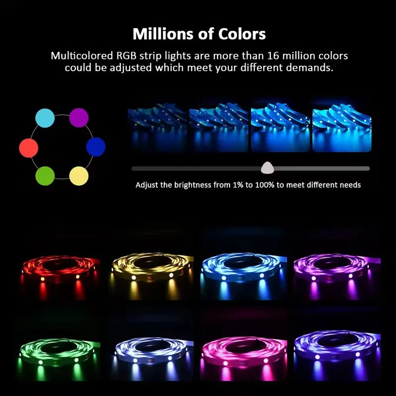 LED Strip Light, RGB for Various Scenes with Double-Sided Adhesive Tape Easy Installation - Ambient Bedroom Computer Desk Lights