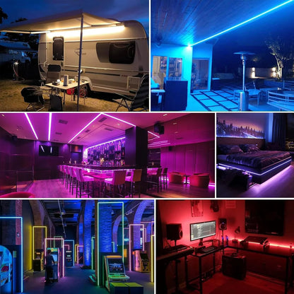 5M 10M 20M COB RGBW RGBWW LED Strip 24V Flexible Color Changing Dimmable Room Liner Light Home Decor 2.4G RF Remote Control Kit