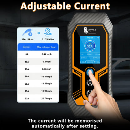 feyree EV Charger Wallbox TS-NACS Socket 32A 7KW 1Phase APP Control EVSE Portable Charging Box for Tesla Cars Models 3/Y/S/X