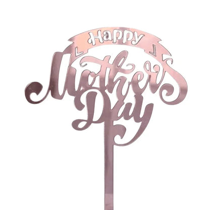 New Happy Mother's Day Birthday Cake Topper Gold High-grade Acrylic MOM Party Cake Toppers Mother's Day Gifts Dessert Decoration