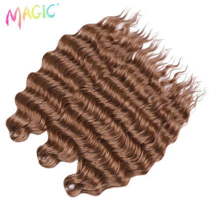Anna Synthetic Hair 24 Inch Water Wave Braiding Hair Extensions Ombre Blonde Deep Wave Afro Curl Twist Crochet Hair for Women