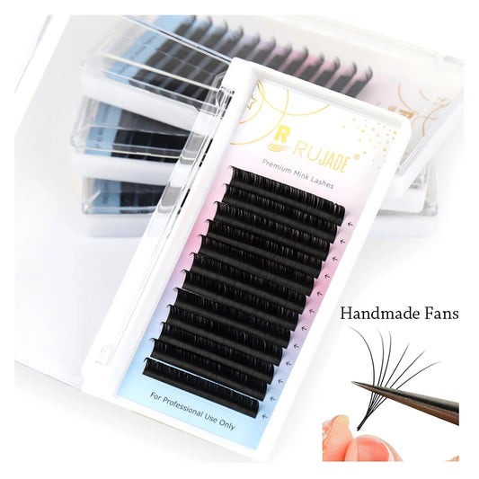 Rujade All Sizes 6-20mm Individual Eyelash Extension Matte Black Premium Russian Volume Eyelash Handmade Faux Mink Lashes Cilias