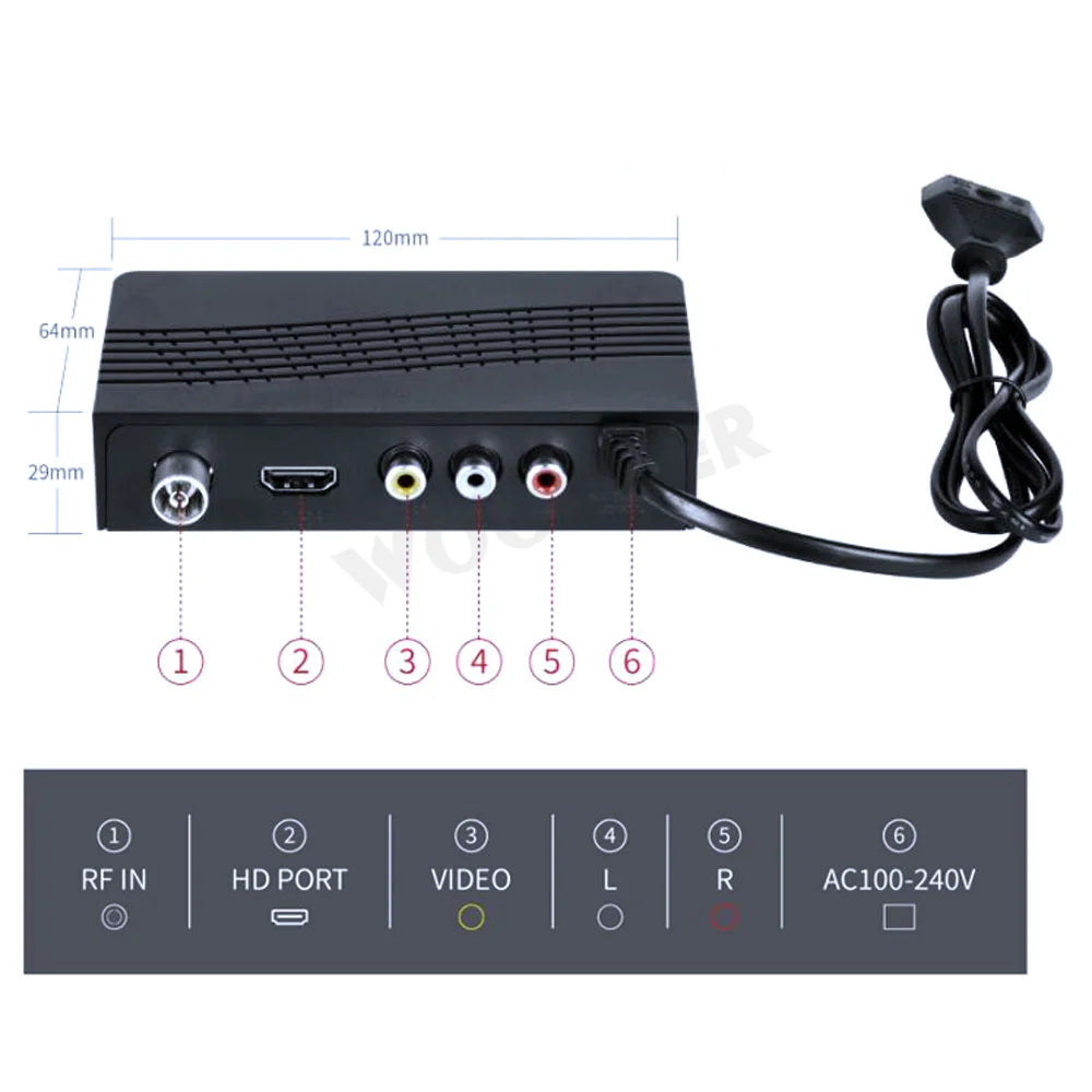 DVB T2 Digital Terrestrial Receiver TV BOX H.264 HD TV Tuner Receptor Support Youtube Europe Spain France EU US UK