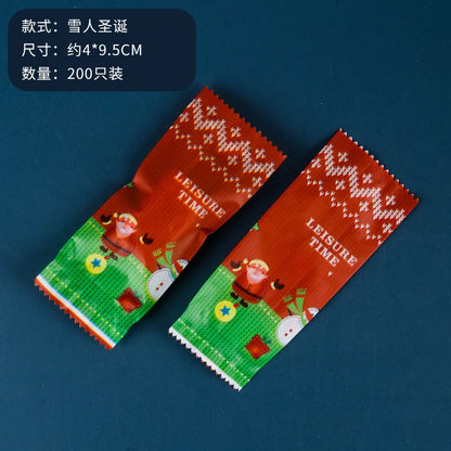 200Pcs 9x4cm Happy New Year Nougat Candy Sugar Bags Handmade DIY Gift Plastic Machine Sealed Packing