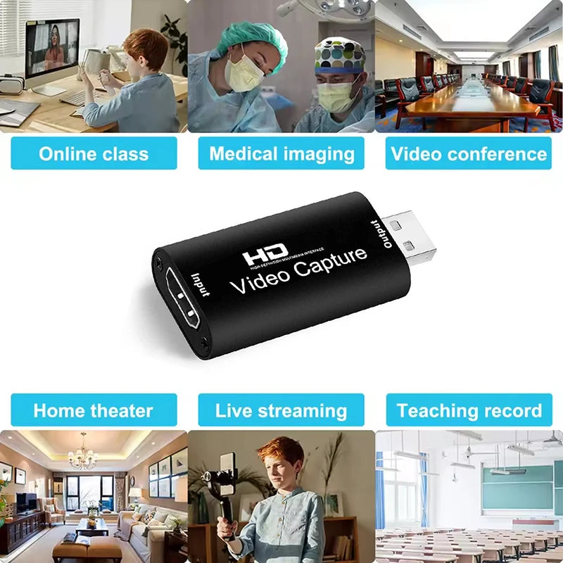 Metal 4K HDMI-compatible Video Capture Card USB 2.0 Video Grabber for PS4 Game DVD Camcorder Camera Record video Live Streaming