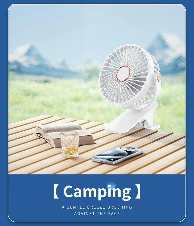 Portable USB Mini Handheld Clip Fan Convenient And Ultra-quiet Electric Fan Rechargeable Student Cute Small Cooling Ventilador