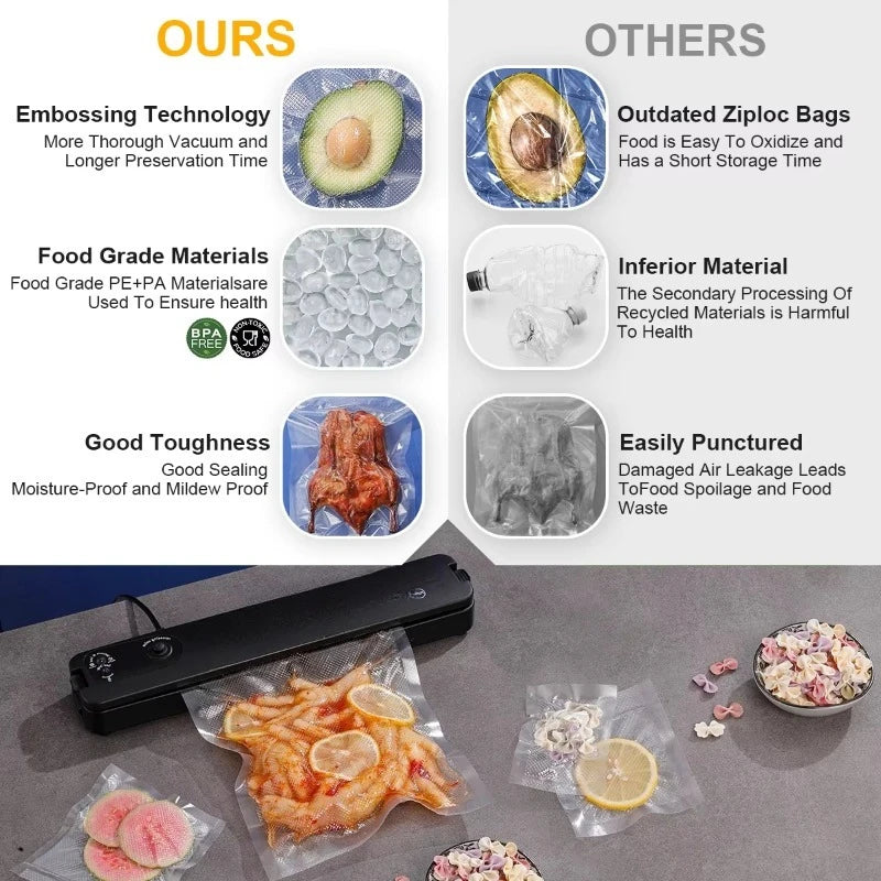 100pcs Vacuum Sealer Bags for Food Long-Lasting Freshness Storage Empty Bags for Vacuum Sealer Machine Kitchen Essentials