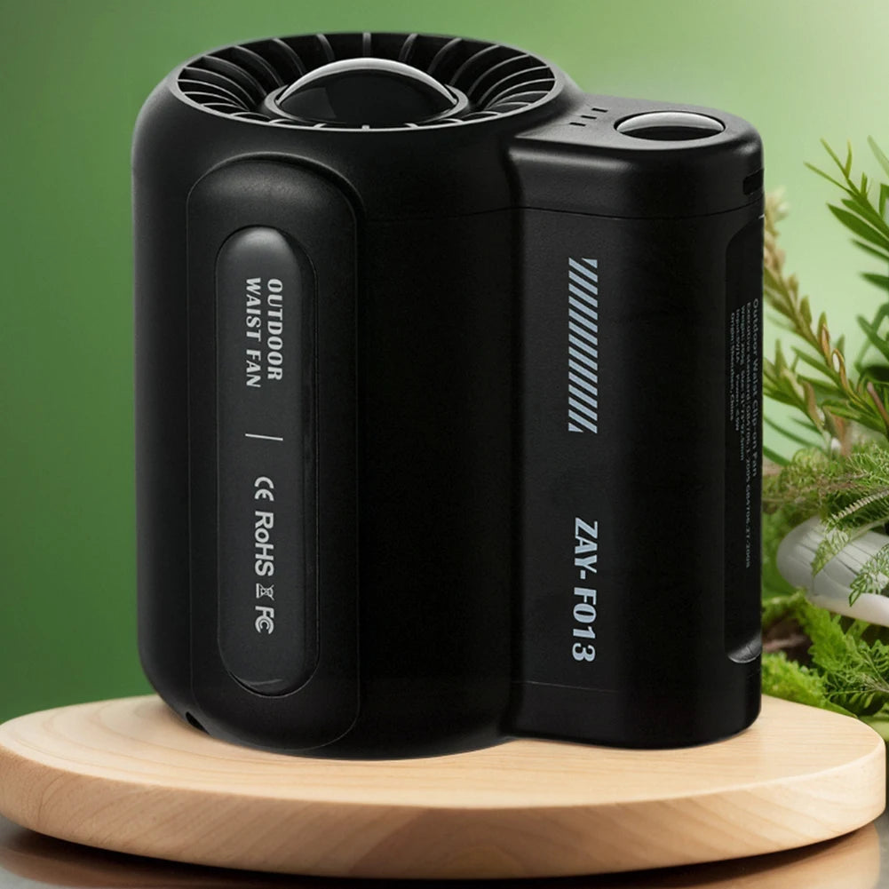 Outdoor waist hanging fan, 3-speed strong wind handheld, portable USB belt clip neck fan, suitable for outdoor travel