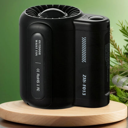 Outdoor waist hanging fan, 3-speed strong wind handheld, portable USB belt clip neck fan, suitable for outdoor travel