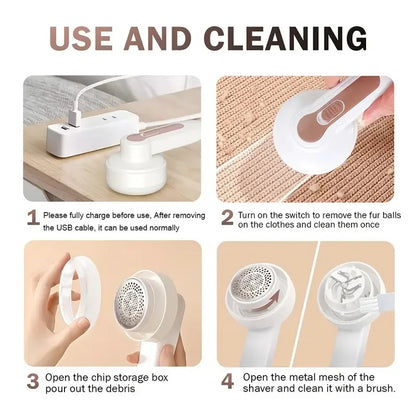 Rechargeable electric hair remover and portable shaver, suitable for clothing, furniture, and carpets.