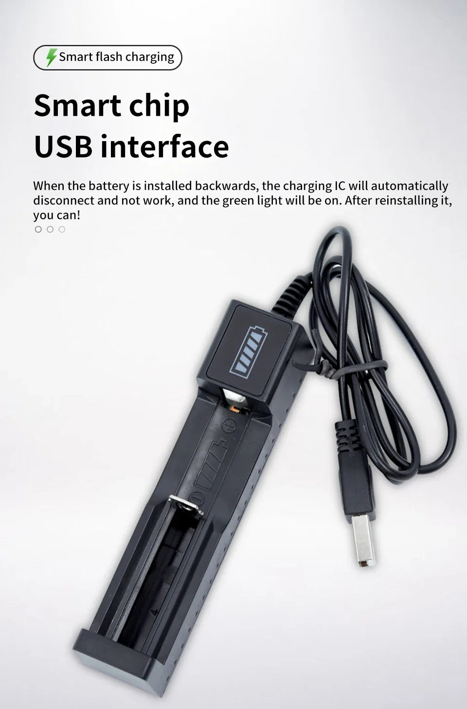 18650 Battery Charger 1-4 Slots Dual 18650 Charging 3.7V  Rechargeable Lithium Battery USB Charger For 16340 14500 18650 26650
