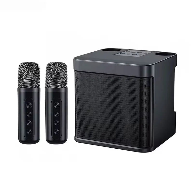 Karaoke Machine With 2 Wireless Dual Microphones Portable Boombox AUX TF Card U Disk Player Voice Changer For Party