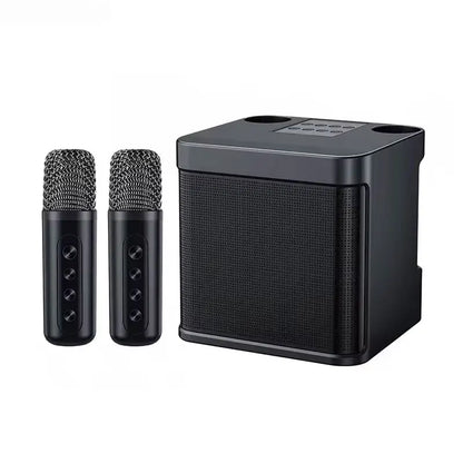 Karaoke Machine With 2 Wireless Dual Microphones Portable Boombox AUX TF Card U Disk Player Voice Changer For Party
