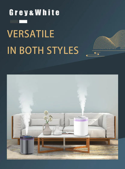 3L Ultrasonic Air Humidifier Cool Mist Humidifier with Night Light and Three Nozzles Quiet USB Aromatic Humidifier for Home