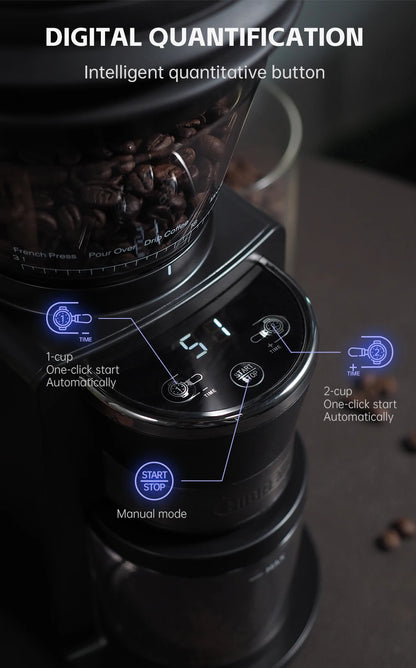HiBREW Coffee Mill Automatic Electric Coffee Grinder with 31 Gears for Espresso American Coffee Pour Over Visual Bean Storage G3
