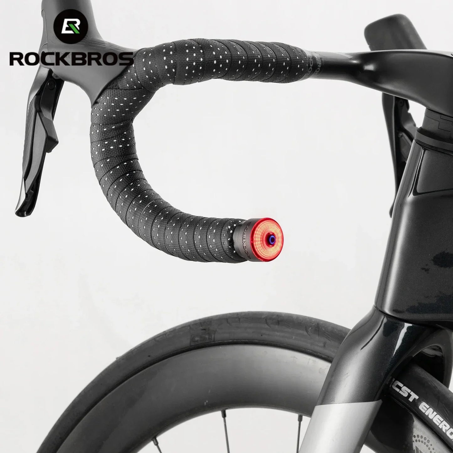 ROCKBROS Bike Handlebar Light LED Bicycle Waterproof Rechargeable Road Bike Handlebar End Plug Warning Taillight Bike Accessory