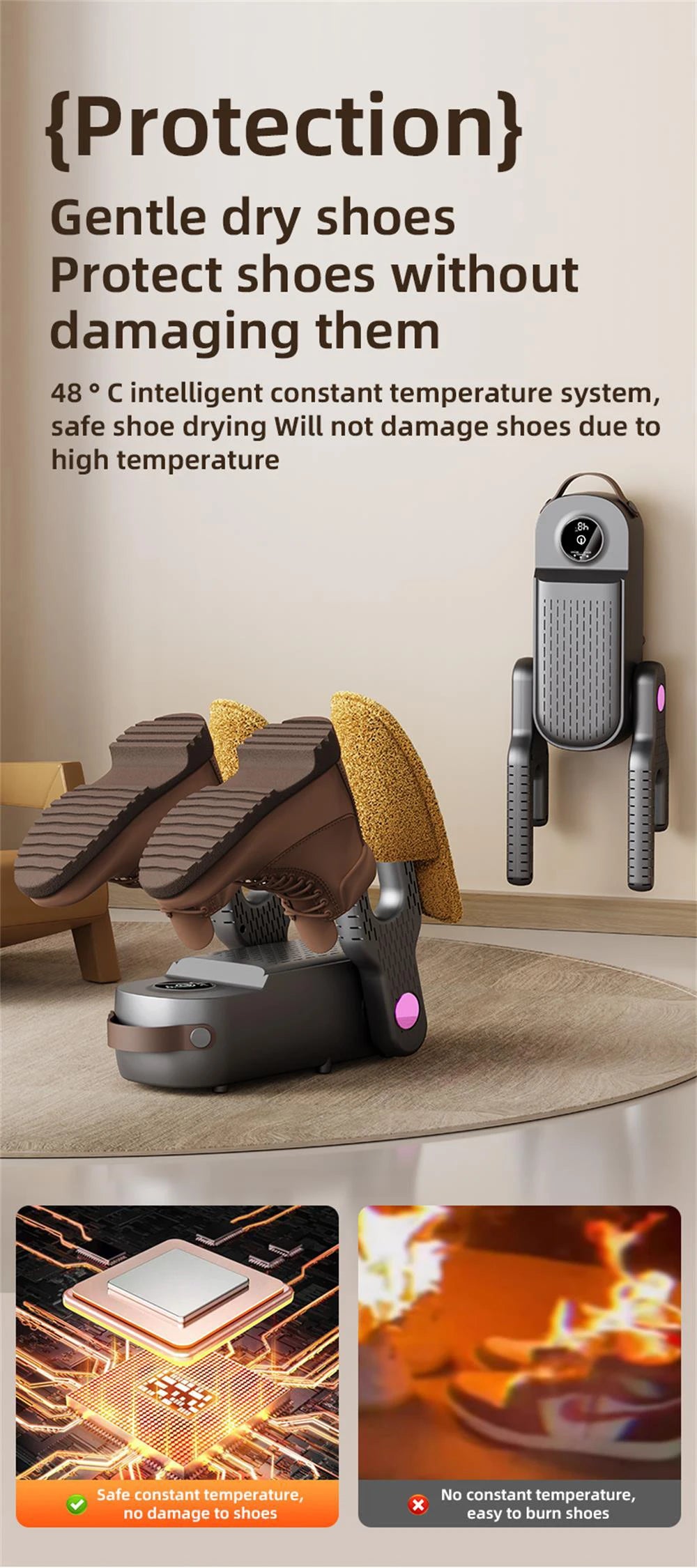 Shoe Dryer Smart Footwear Dryer Fast Drying Deodorizing Sterilizing Household Shoe Warmer with Heater Foldable Dry Sterilizer