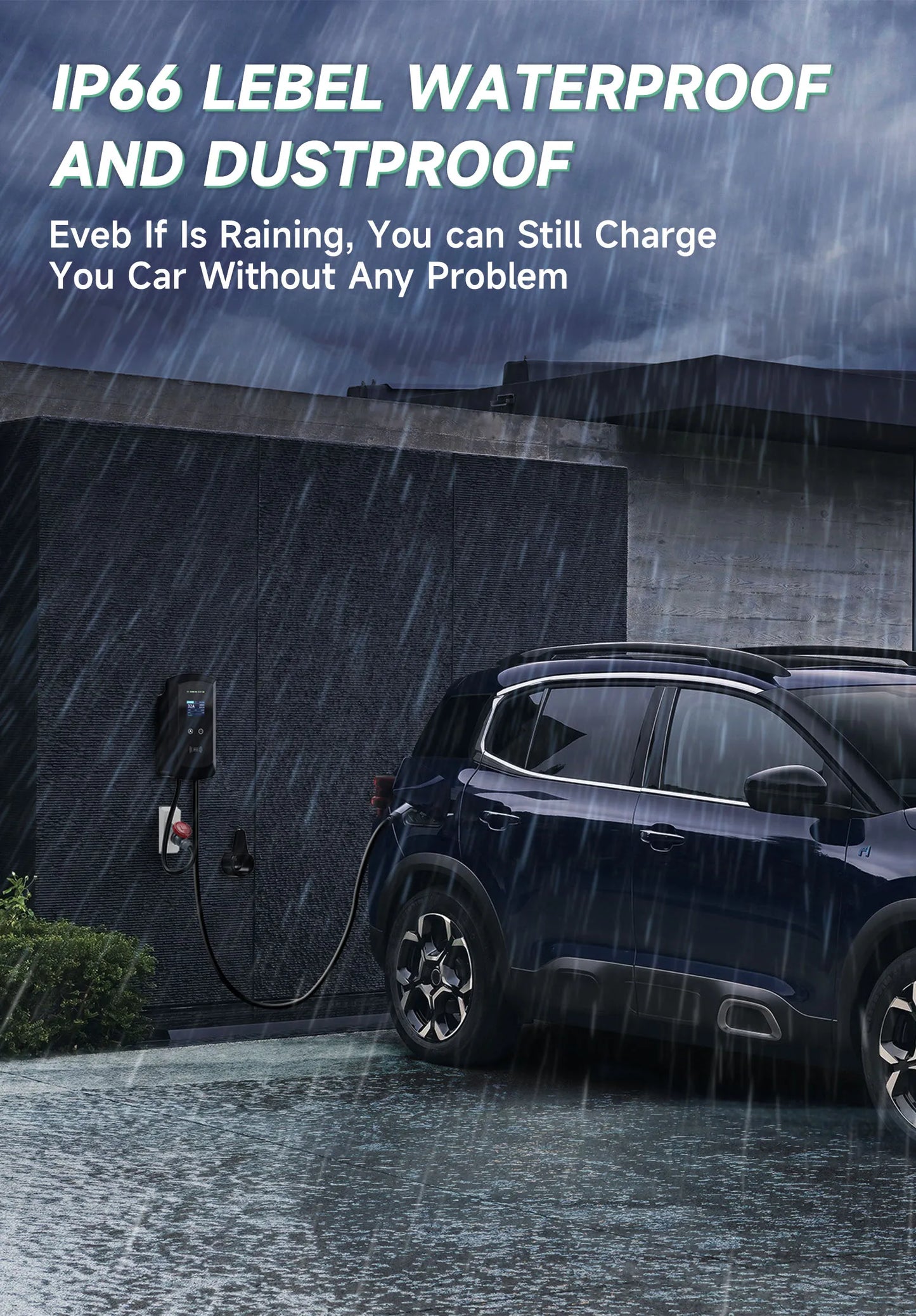 AFYEEV 32A EV Charging Station 22KW 3Phase Electric Vehicle Car Charger 11KW Type2 IEC62196-2 EVSE Wallbox APP Control 5m Cable