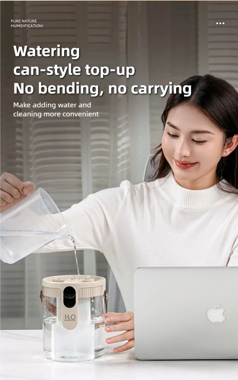 TINSOL 1.5L Air Humidifier USB-Charging Aromatherapy Diffuser 3-Port Spray Air Purifier Home Bedroom Aromatherapy Lamp