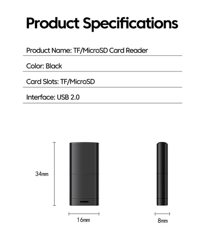 USB2.0 Mini Micro SD Card High Speed Memory Card Reader With TF Card Slot Max Compatible 2TB Portable Memory Card Reader Adapter