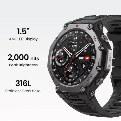 Amazfit T-Rex 3 Smartwatch 48mm AMOLED Display 6 Satellite Systems Dual Band GPS 170 Sports Mode Smart Watch
