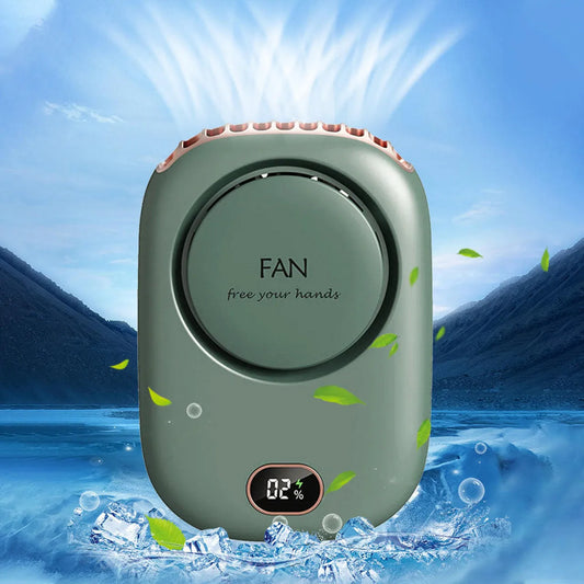 Customizable Portable Hanging Neck Fan Air Cooler Summer Waist Clip Fan Digital Display Mini Electric Fan Mute Neckband Fans