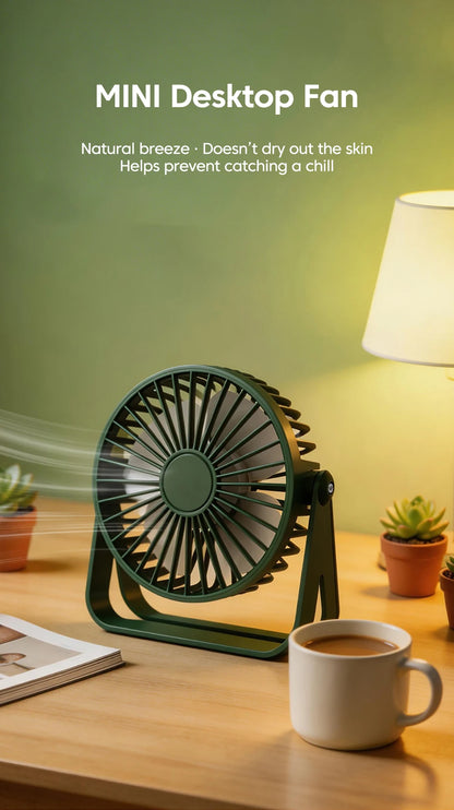 Mini USB Desktop Fan Lightweight Adjustable Summer Silent Electric Fans For Home Office Student Dormitory Outdoor Camping Travel