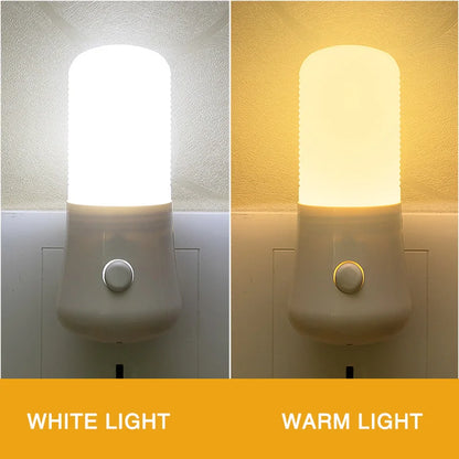 LED Night Light  White EU /USPush Button Switch Wall Socket Lamp Bedroom Bedside Lamp Baby Room Corridor Home Decor Night Lights