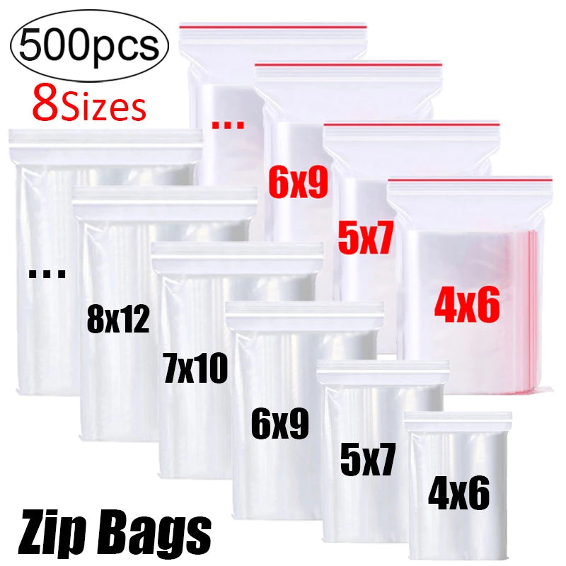 Thicken Zipper Sealed Bags Clear Plastic Storage Bag for Small Jewelry Food Packing Reclosable Zippers Sealing Pouch Wholesale