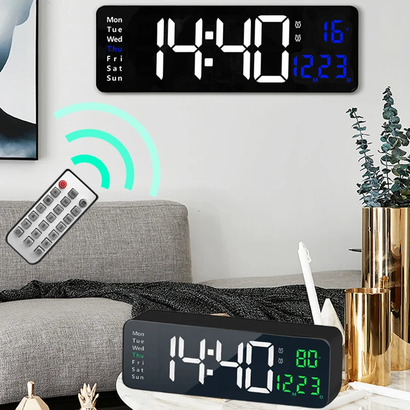 Smart Mute LED Electronic Wall Clock Modern Desk Clock Night Alarm Minimalist Thermometer Air Clock Home Decor For Living Room