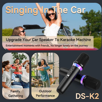 New DS-K2 Karaoke Companion Bluetooth Wireless Moving-Coil Microphone With RGB Light KTV DSP Mixer System For Wired Speaker Car