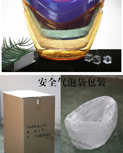 Non-LED Boat Style Ice Bucket for Beer KTV Yuanbao Cocktail Cooler Bar Mixed Drink Basin Iced Wine Tub Container