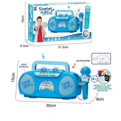 Kid Karaoke Singing Machine with Microphone Portable Musical Instrument with Light Educational Toy Girl Boy Party Birthday Gift