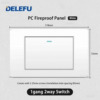 DELEFU White Retardant PC Israel USB Type C Fast Charging Wall Socket Light Tuya Wifi Smart Switch Sat TV Tel Doorbell Curtain