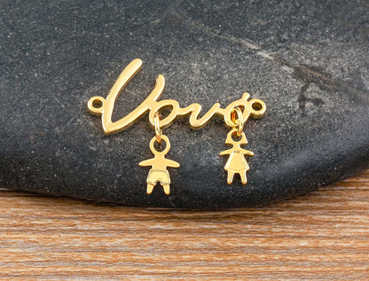 Nidin Exquisite Gold Plated Mom Daughter Necklace Girl Boy Pendant Chain Choker Cubic Zirconia Jewelry Mother's Day Gift