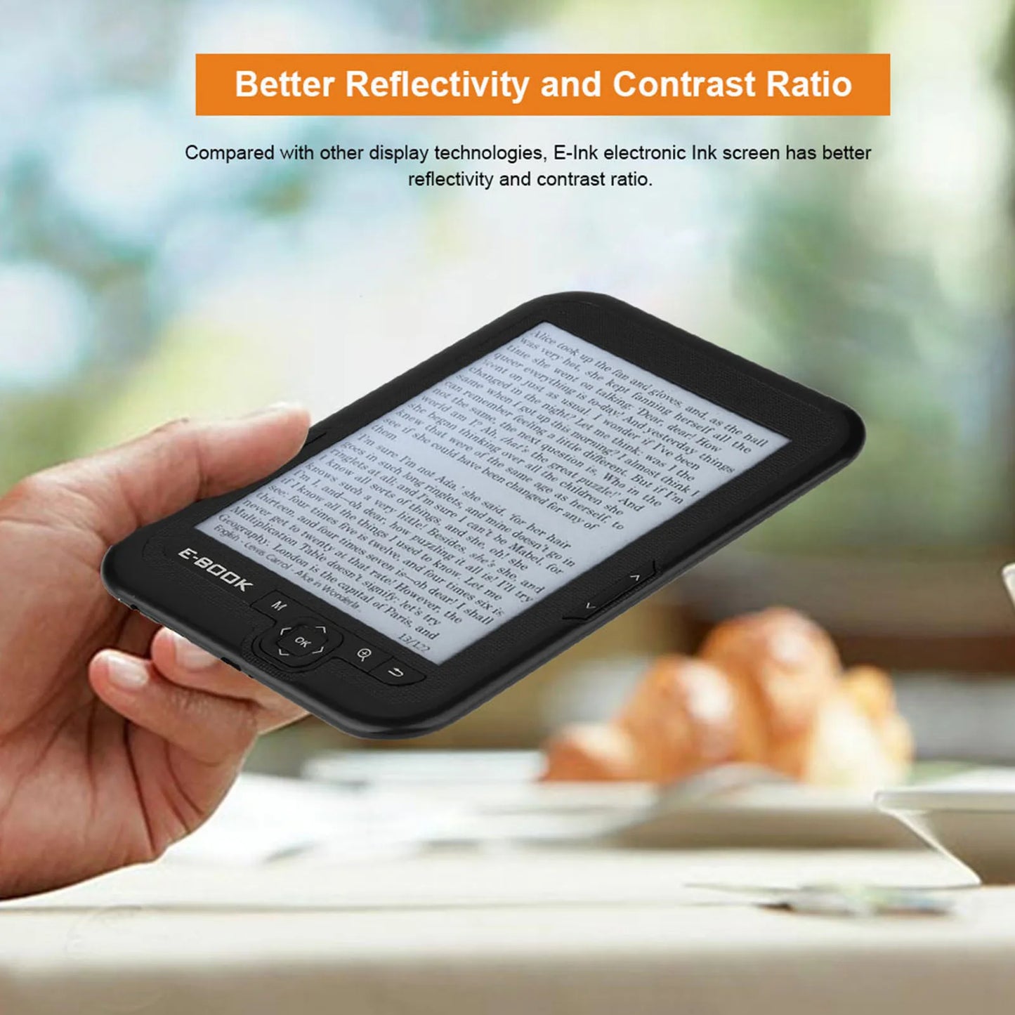 EBOOK Reader EInk 6 Inch Ereader 600 X 800 Resolution Display 300DPI Blue Cover (Black 8G)