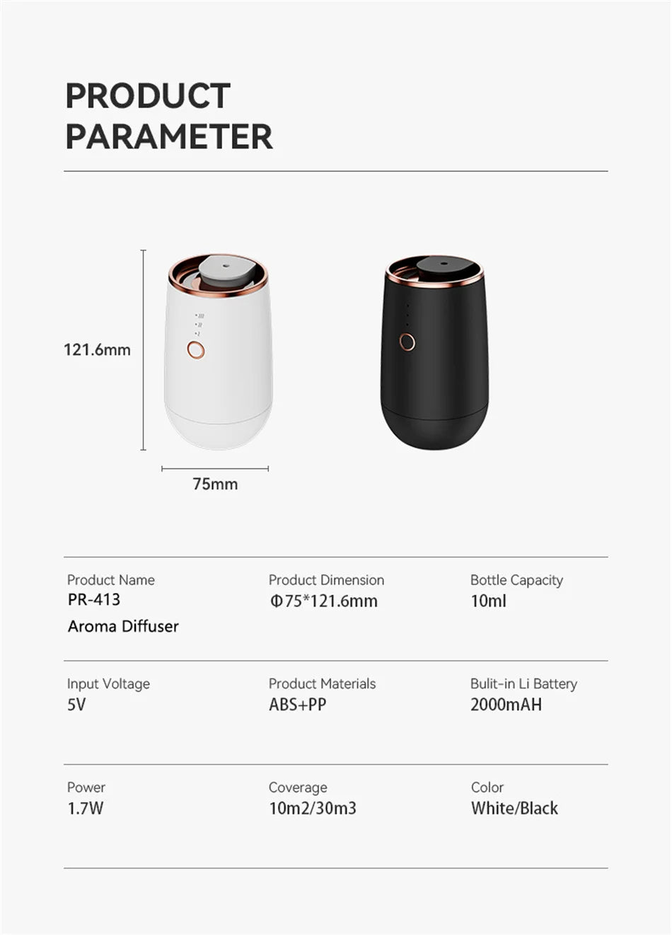 Car Aroma Diffuser Air Freshener Start-Off Function USB Rechargeable Essential Oil Diffuser 9 Color Lights Fragrance Diffuser