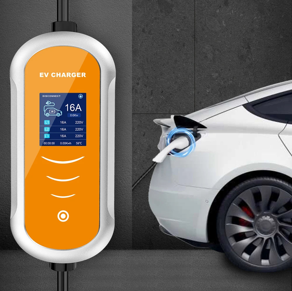 Type 2 Portable EV Charger Appointment time 11KW 16A 3 Phase EVSE Charging Box Cable CEE Plug for Electric Vehicle Car