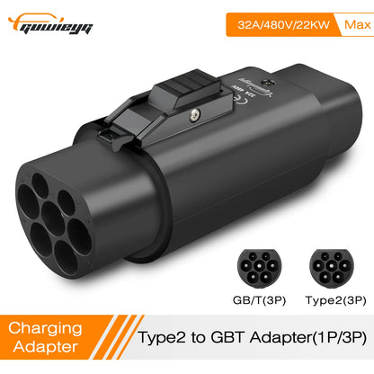 GUWIEYG Type 2 to GBT EV Adapter 32A 1 Phase / 3 Phase Converter EVs Type2 Charging to GB/T EVSE Charger Electric Vehicle Cars