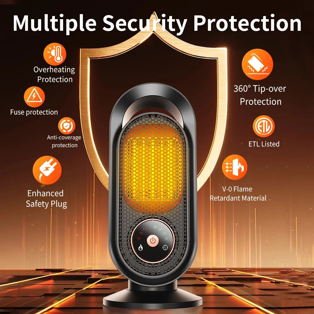 1000W Portable Heater Mini Electric Heater Room Space Heater Warm Heating Hot Fans Desktop Tilting Power-off Office Mute Heater