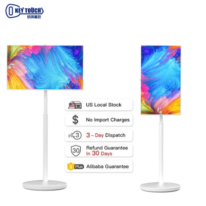 32" Portable Smart TV Touchscreen LED Monitor Mobile Standing Display for Gaming Study Fitness