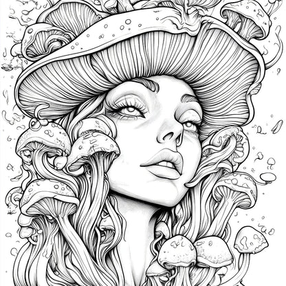 Mushroom World Coloring Books Gift For Birthday Party 20 Page Relieve Stress Kill Time Graffiti Painting Drawing Art Book