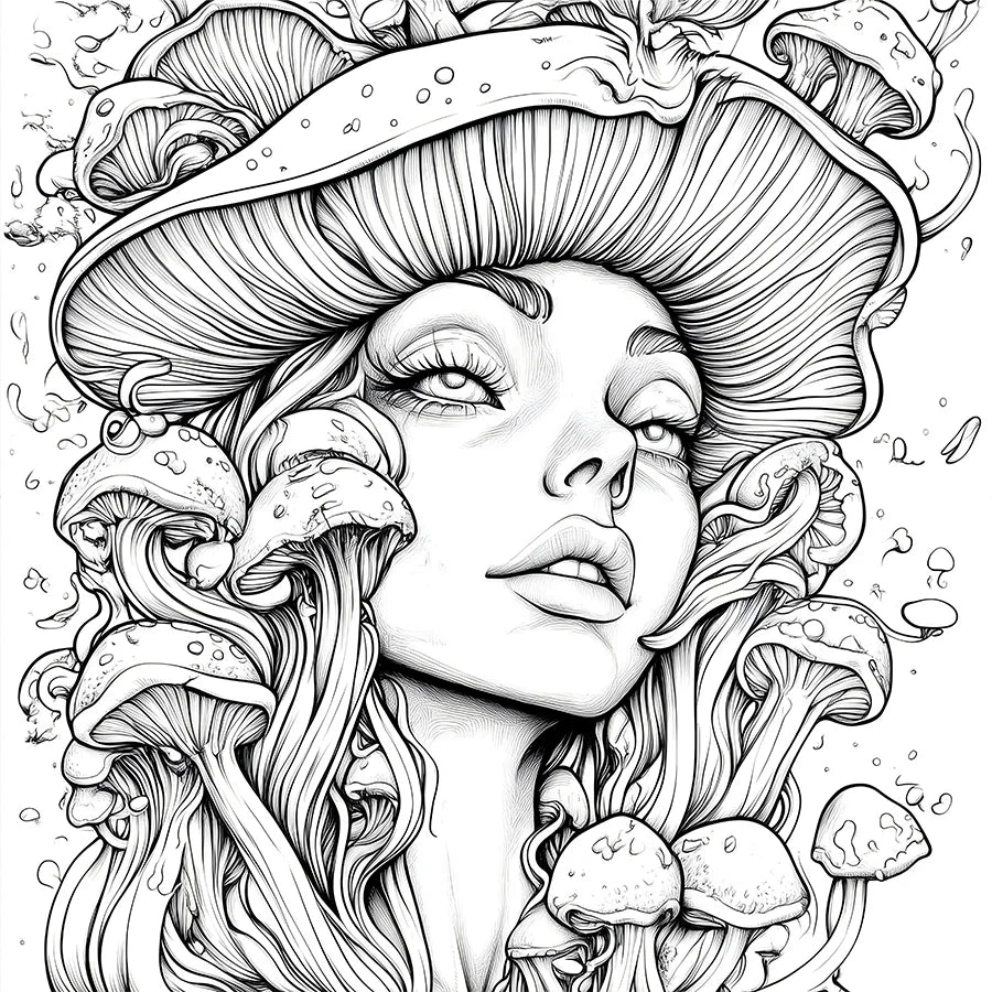 Mushroom World Coloring Books Gift For Birthday Party 20 Page Relieve Stress Kill Time Graffiti Painting Drawing Art Book